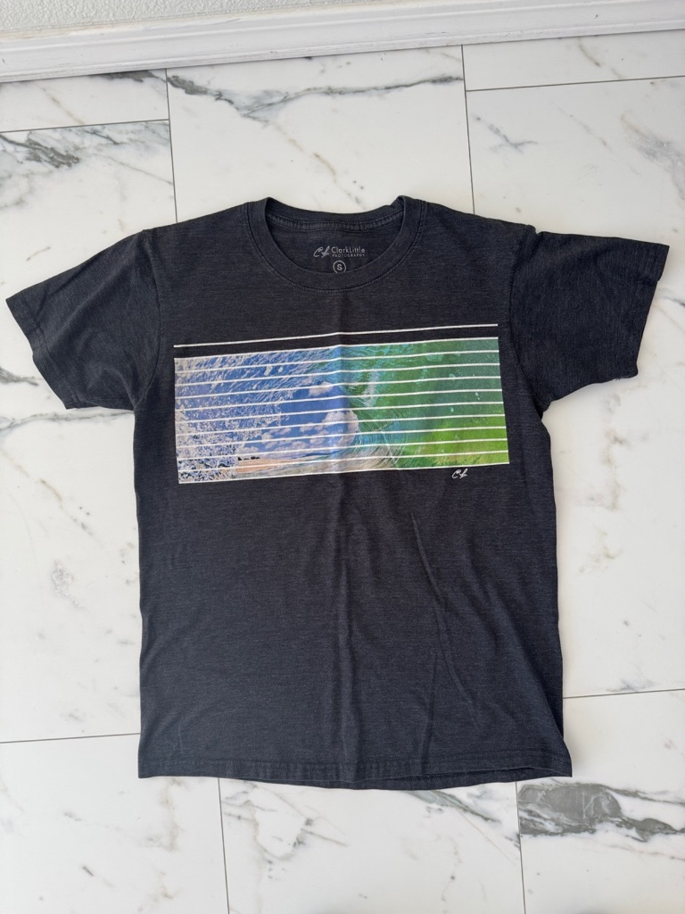 Clark Little Short-Sleeve Graphic Tee with Blue and Green Wave